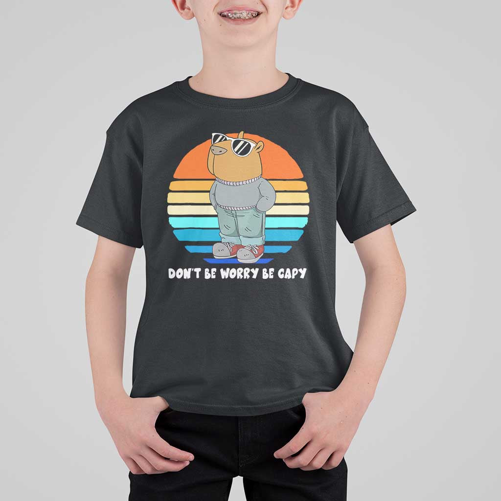 Funny Capybara T Shirt For Kid Vintage Rodent Dont Be Worry Be Capy Chill Capybara - Wonder Print Shop