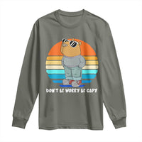 Funny Capybara Long Sleeve Shirt Vintage Rodent Dont Be Worry Be Capy Chill Capybara