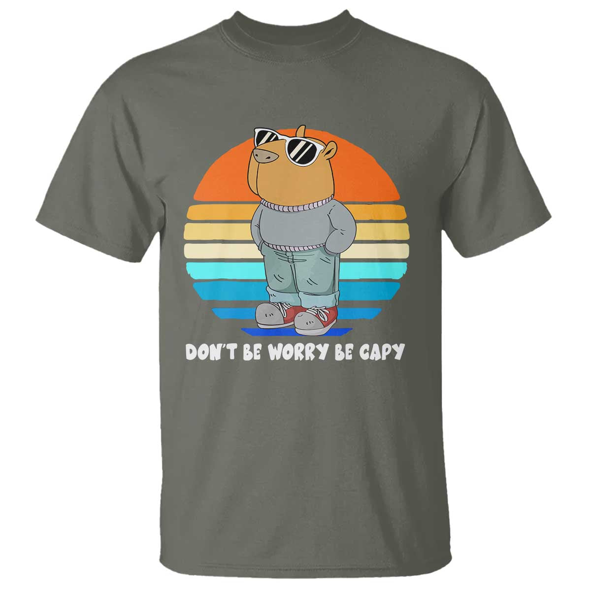 Funny Capybara T Shirt Vintage Rodent Dont Be Worry Be Capy Chill Capybara - Wonder Print Shop