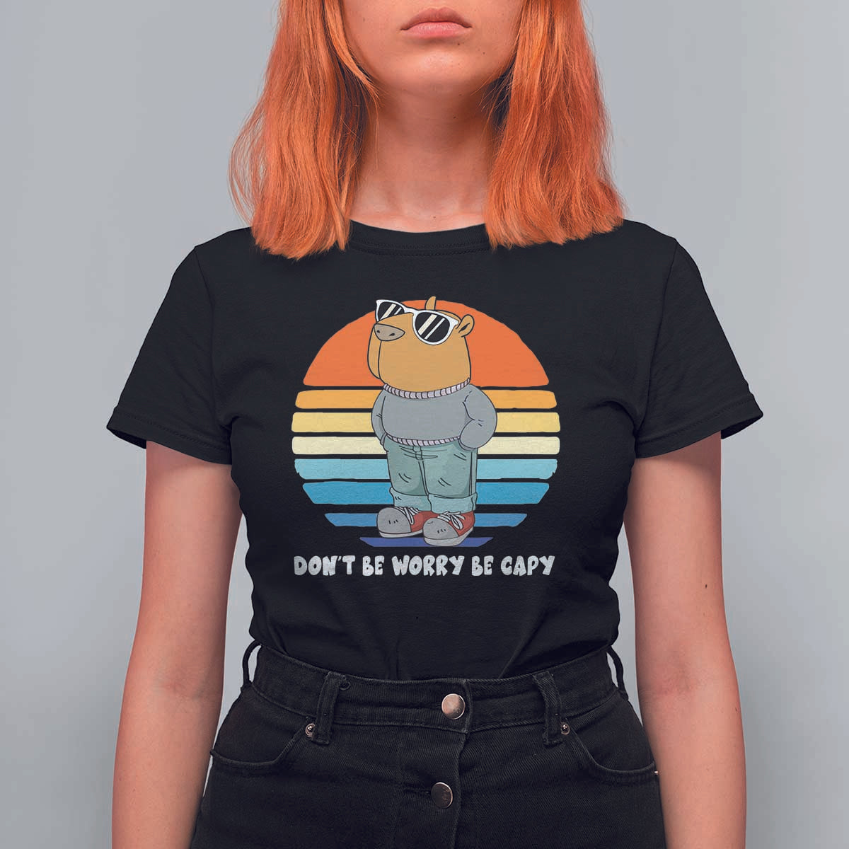 Funny Capybara T Shirt For Women Vintage Rodent Dont Be Worry Be Capy Chill Capybara - Wonder Print Shop