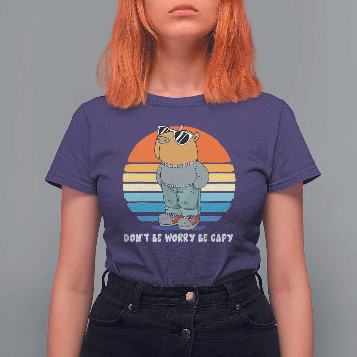 Funny Capybara T Shirt For Women Vintage Rodent Dont Be Worry Be Capy Chill Capybara - Wonder Print Shop