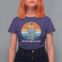 Funny Capybara T Shirt For Women Vintage Rodent Dont Be Worry Be Capy Chill Capybara - Wonder Print Shop