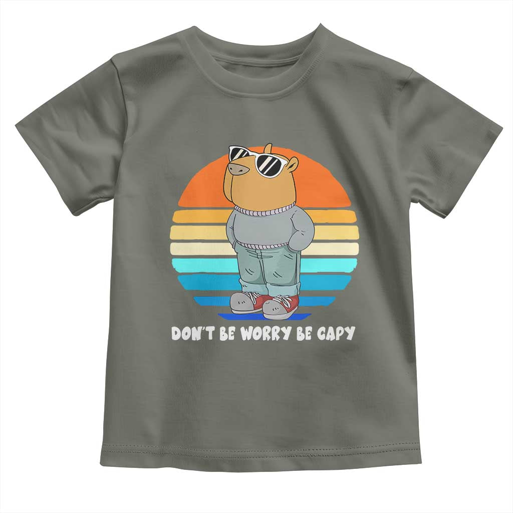 Funny Capybara Toddler T Shirt Vintage Rodent Dont Be Worry Be Capy Chill Capybara