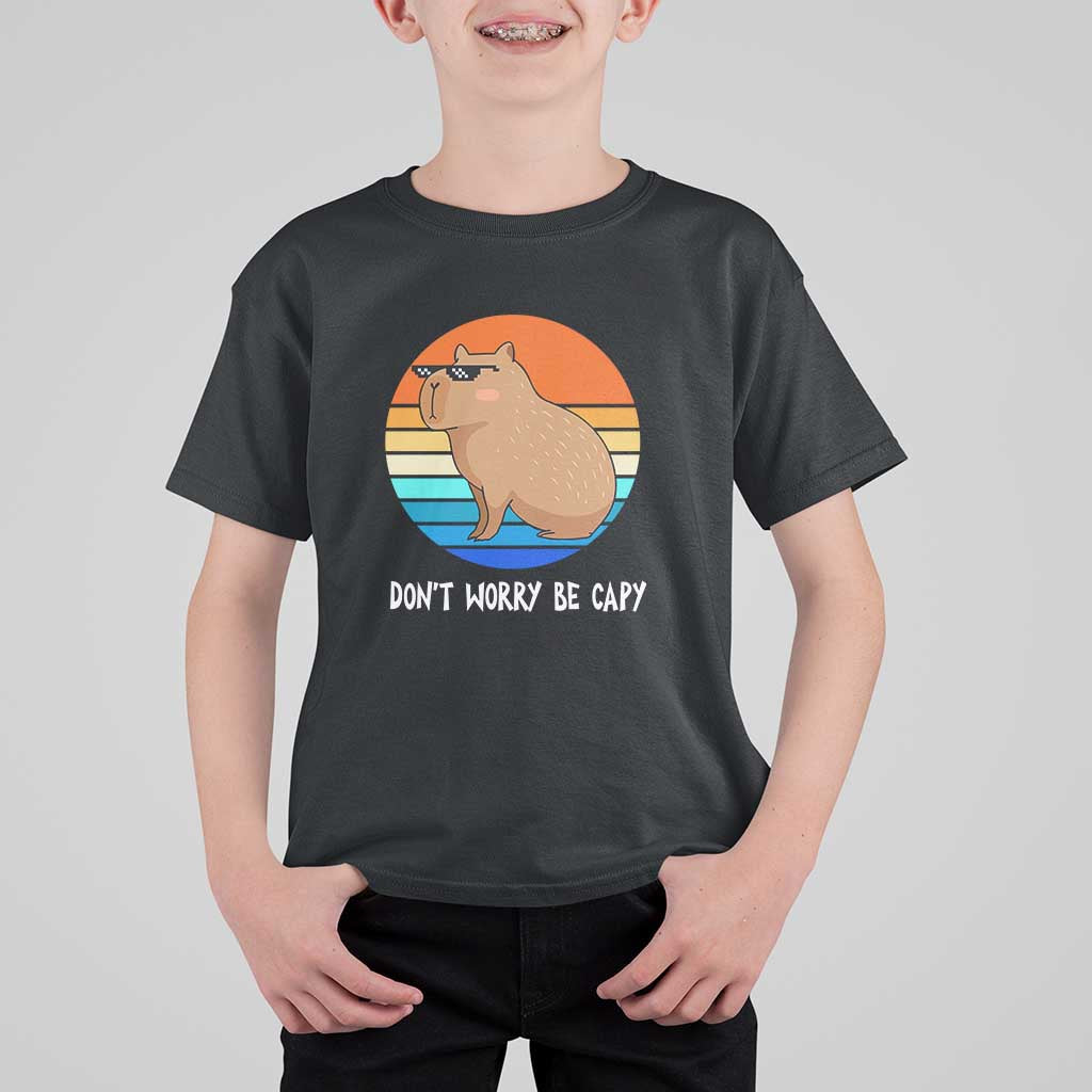 Funny Capybara T Shirt For Kid Vintage Rodent Dont Be Worry Be Capy - Wonder Print Shop