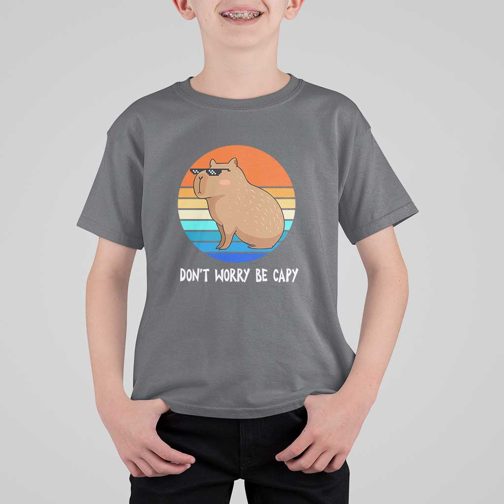 Funny Capybara T Shirt For Kid Vintage Rodent Dont Be Worry Be Capy - Wonder Print Shop