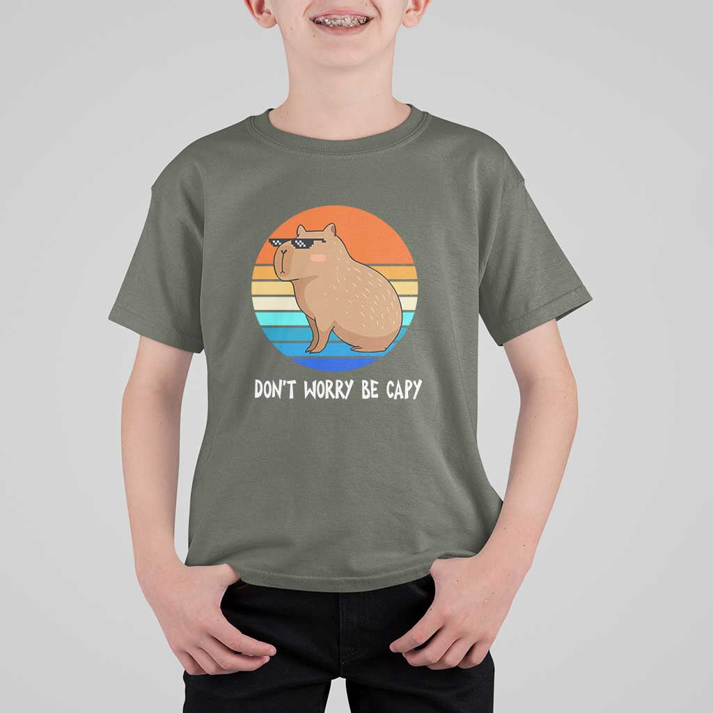 Funny Capybara T Shirt For Kid Vintage Rodent Dont Be Worry Be Capy - Wonder Print Shop