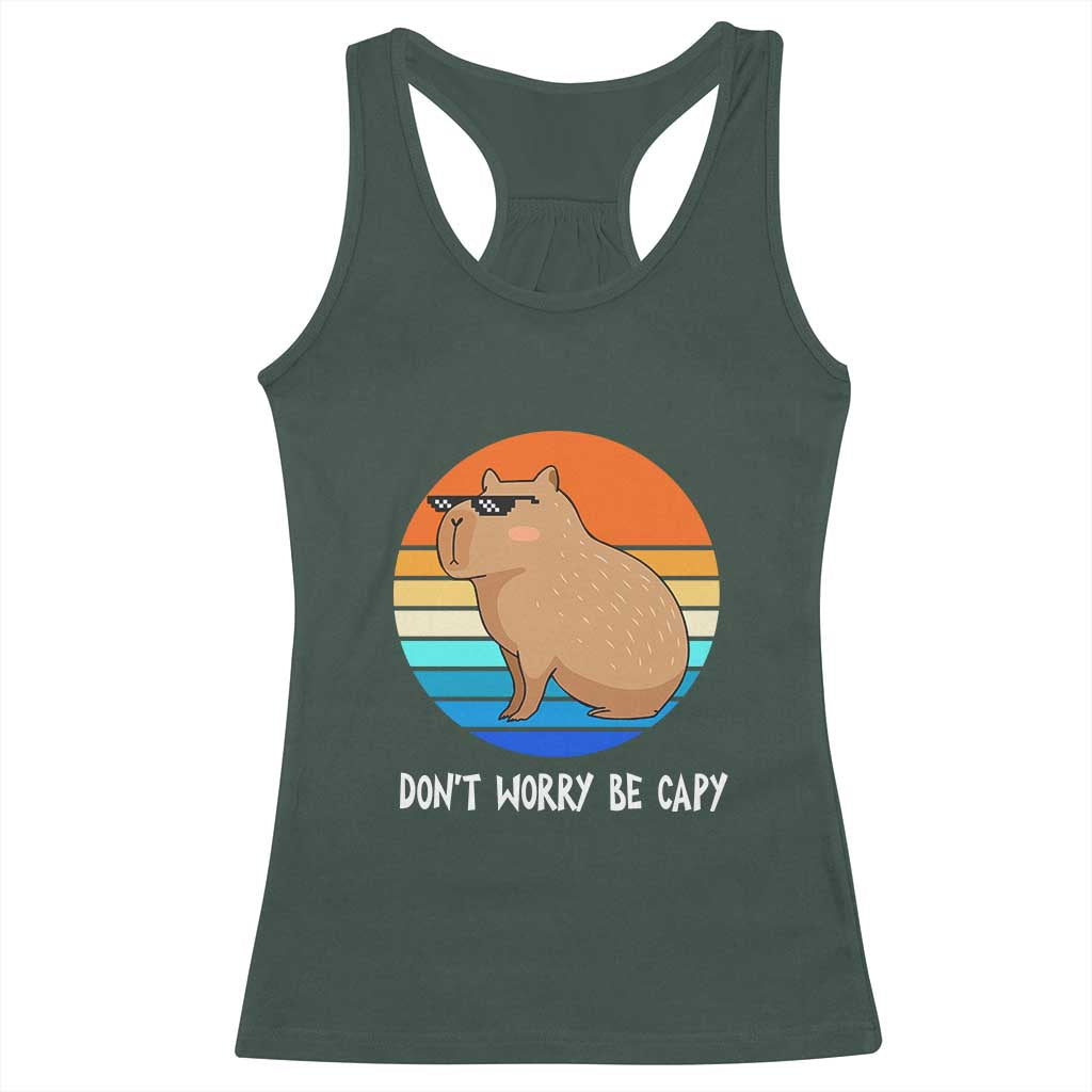 Funny Capybara Racerback Tank Top Vintage Rodent Dont Be Worry Be Capy