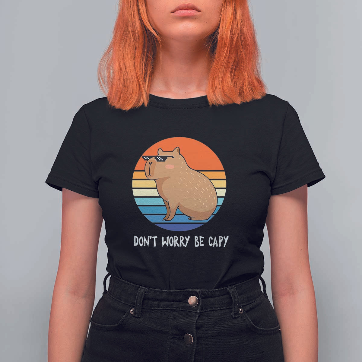 Funny Capybara T Shirt For Women Vintage Rodent Dont Be Worry Be Capy - Wonder Print Shop
