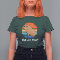 Funny Capybara T Shirt For Women Vintage Rodent Dont Be Worry Be Capy - Wonder Print Shop