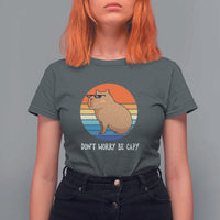 Funny Capybara T Shirt For Women Vintage Rodent Dont Be Worry Be Capy - Wonder Print Shop