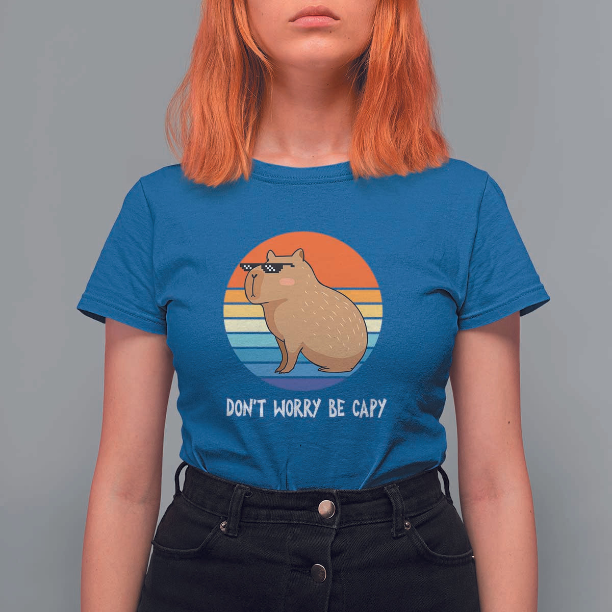 Funny Capybara T Shirt For Women Vintage Rodent Dont Be Worry Be Capy - Wonder Print Shop