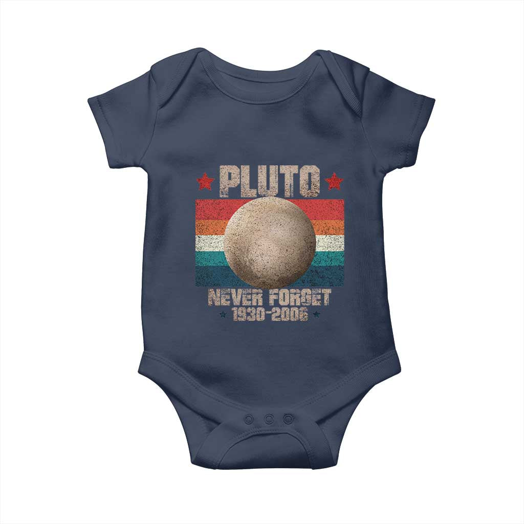 Pluto Never Forget 1930-2006 Planet Baby Onesie Funny Vintage Retro Astronomy Space
