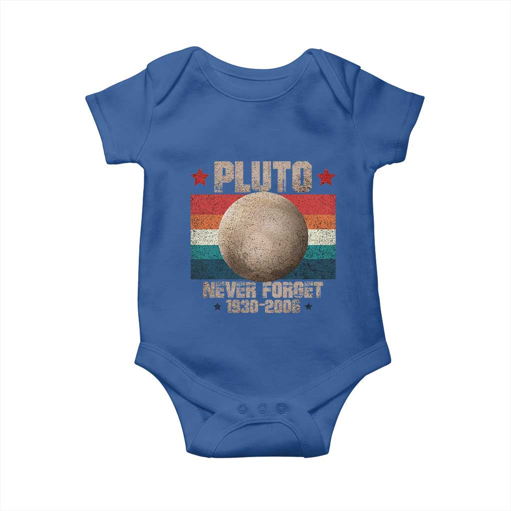 Pluto Never Forget 1930-2006 Planet Baby Onesie Funny Vintage Retro Astronomy Space