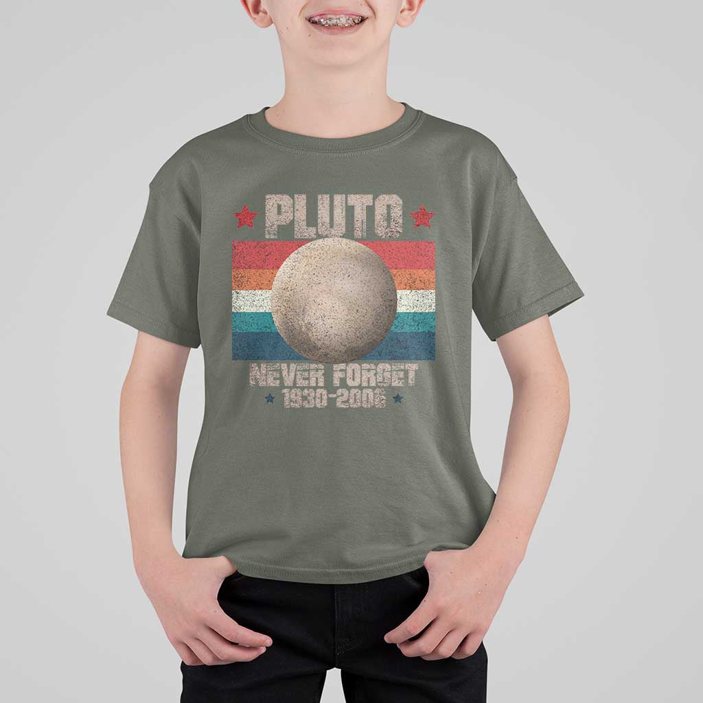 Pluto Never Forget 1930-2006 Planet T Shirt For Kid Funny Vintage Retro Astronomy Space - Wonder Print Shop