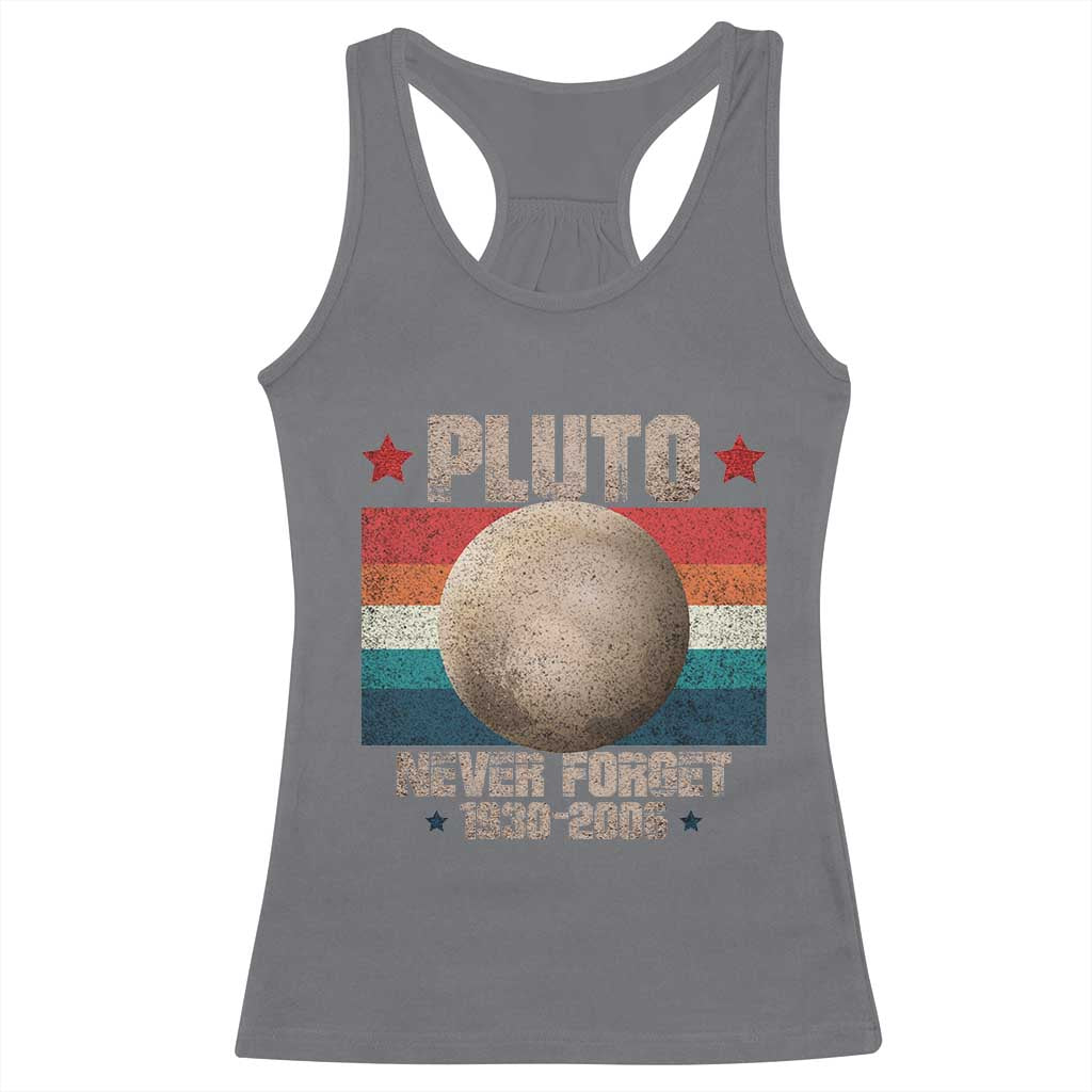 Pluto Never Forget 1930-2006 Planet Racerback Tank Top Funny Vintage Retro Astronomy Space