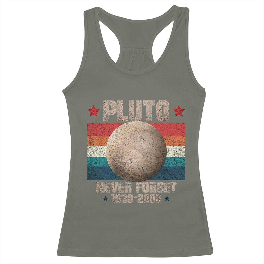 Pluto Never Forget 1930-2006 Planet Racerback Tank Top Funny Vintage Retro Astronomy Space