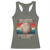 Pluto Never Forget 1930-2006 Planet Racerback Tank Top Funny Vintage Retro Astronomy Space
