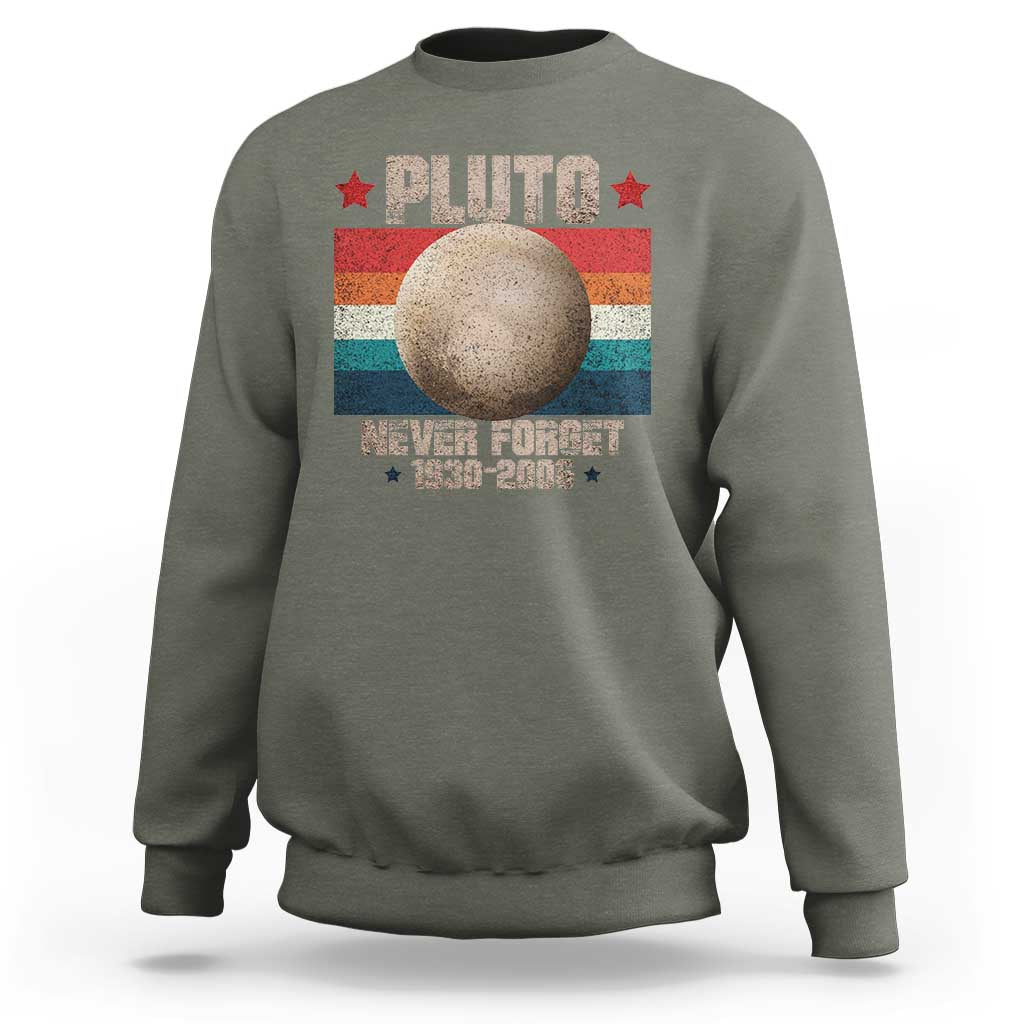 Pluto Never Forget 1930-2006 Planet Sweatshirt Funny Vintage Retro Astronomy Space - Wonder Print Shop