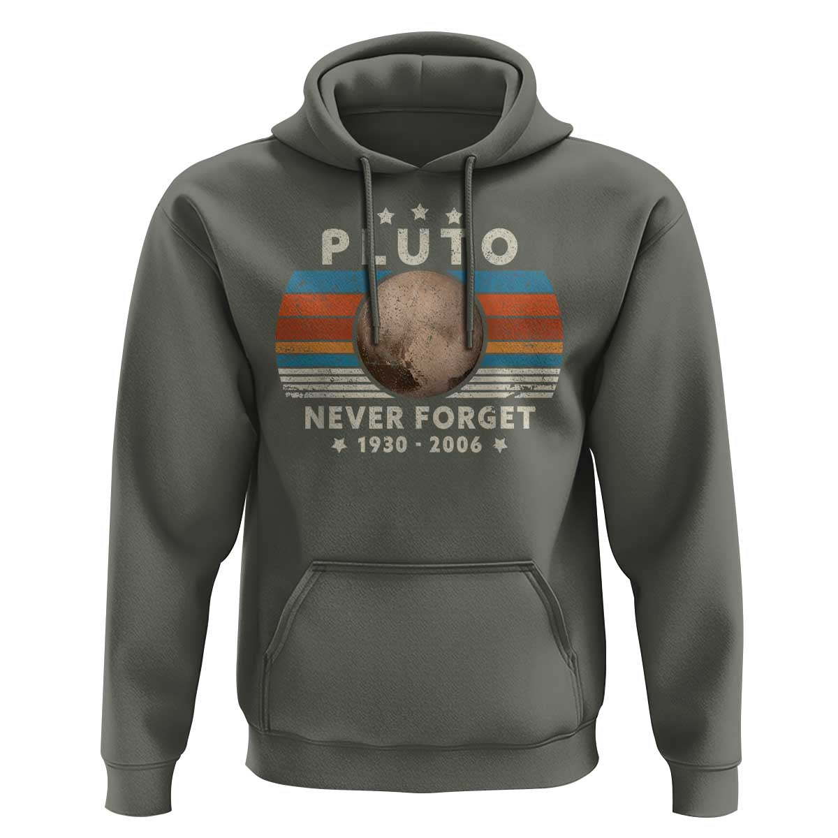 Never Forget Pluto Hoodie 1930-2006 Retro Style Funny Space Science