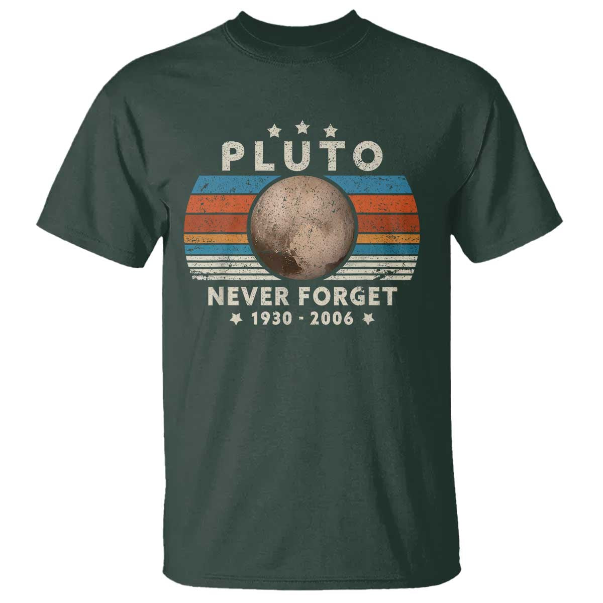 Never Forget Pluto T Shirt 1930-2006 Retro Style Funny Space Science - Wonder Print Shop