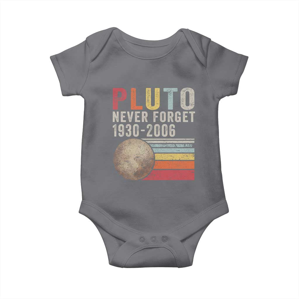 Never Forget Pluto Baby Onesie Retro Style Funny Space Science
