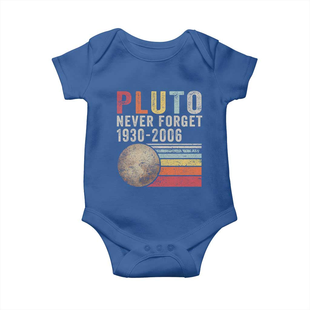 Never Forget Pluto Baby Onesie Retro Style Funny Space Science