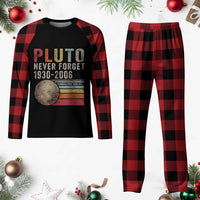Never Forget Pluto Plaid Pajama Set Retro Style Funny Space Science - Wonder Print Shop
