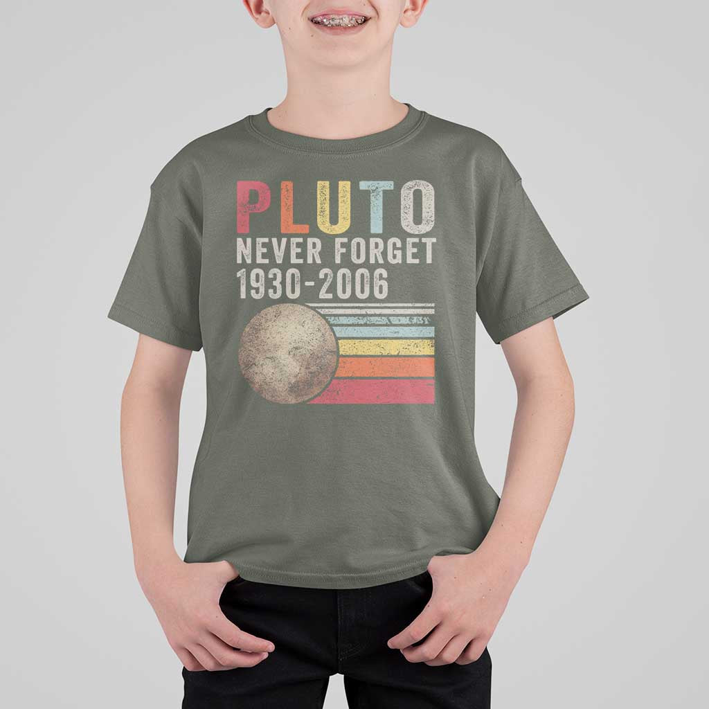 Never Forget Pluto T Shirt For Kid Retro Style Funny Space Science - Wonder Print Shop