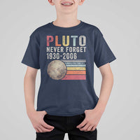 Never Forget Pluto T Shirt For Kid Retro Style Funny Space Science - Wonder Print Shop