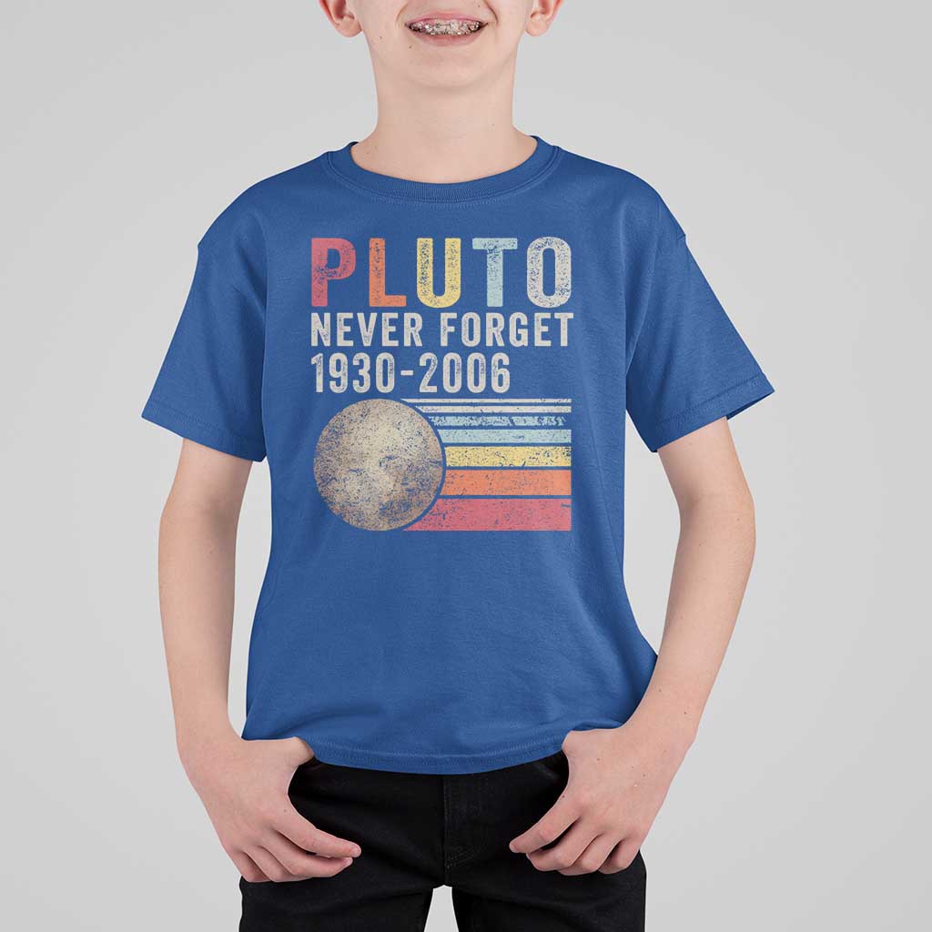 Never Forget Pluto T Shirt For Kid Retro Style Funny Space Science - Wonder Print Shop