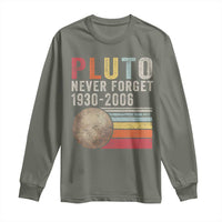Never Forget Pluto Long Sleeve Shirt Retro Style Funny Space Science