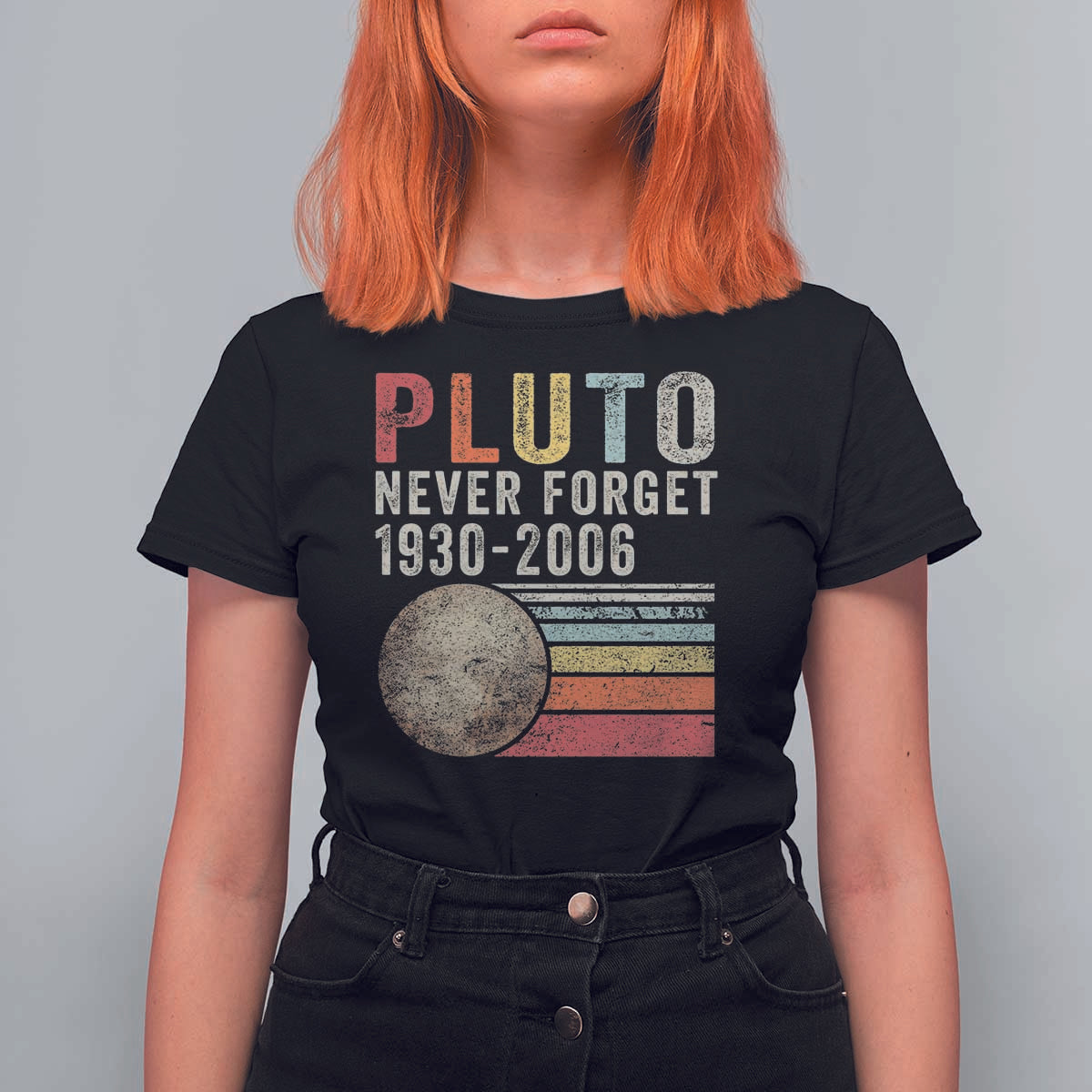 Never Forget Pluto T Shirt For Women Retro Style Funny Space Science - Wonder Print Shop
