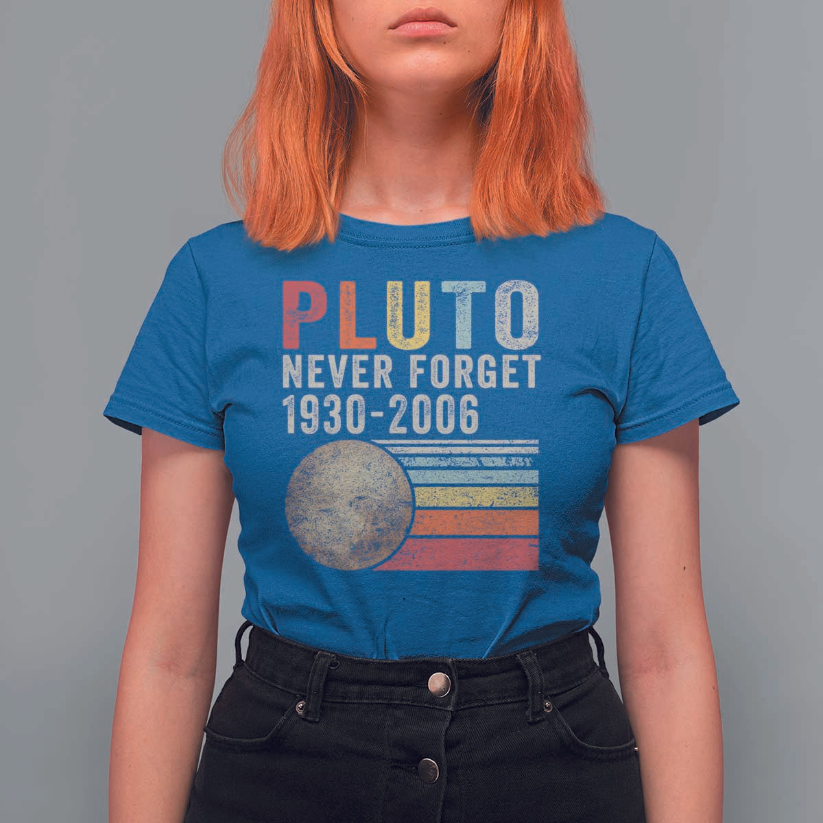 Never Forget Pluto T Shirt For Women Retro Style Funny Space Science - Wonder Print Shop