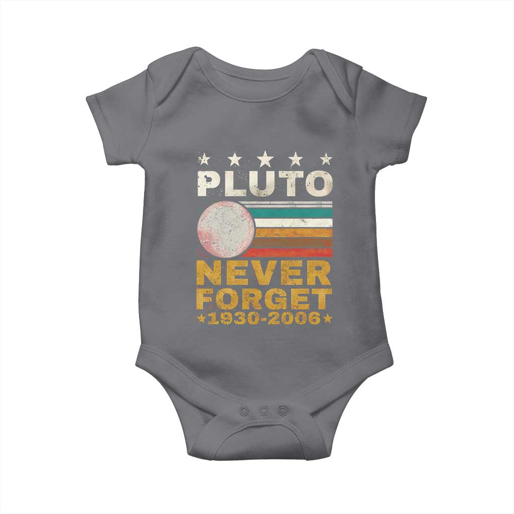 Never Forget Pluto Baby Onesie Retro Style Funny Space Science 1930-2006