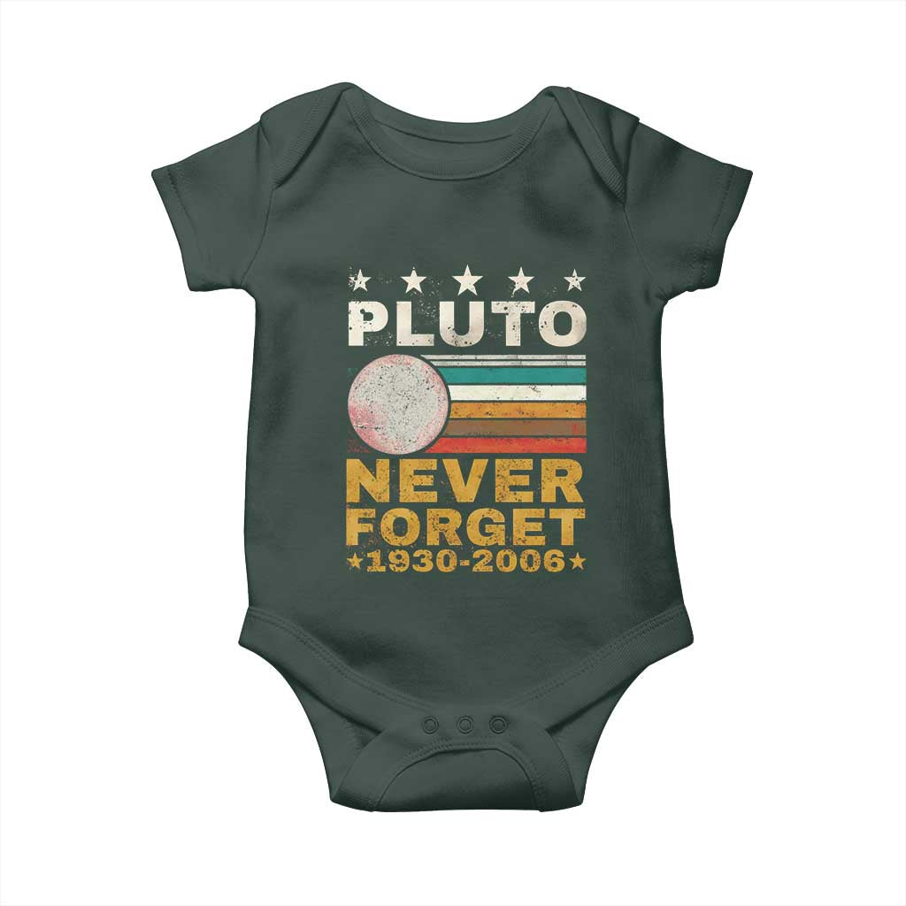 Never Forget Pluto Baby Onesie Retro Style Funny Space Science 1930-2006