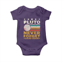 Never Forget Pluto Baby Onesie Retro Style Funny Space Science 1930-2006