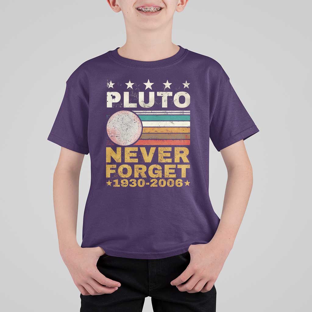 Never Forget Pluto T Shirt For Kid Retro Style Funny Space Science 1930-2006 - Wonder Print Shop