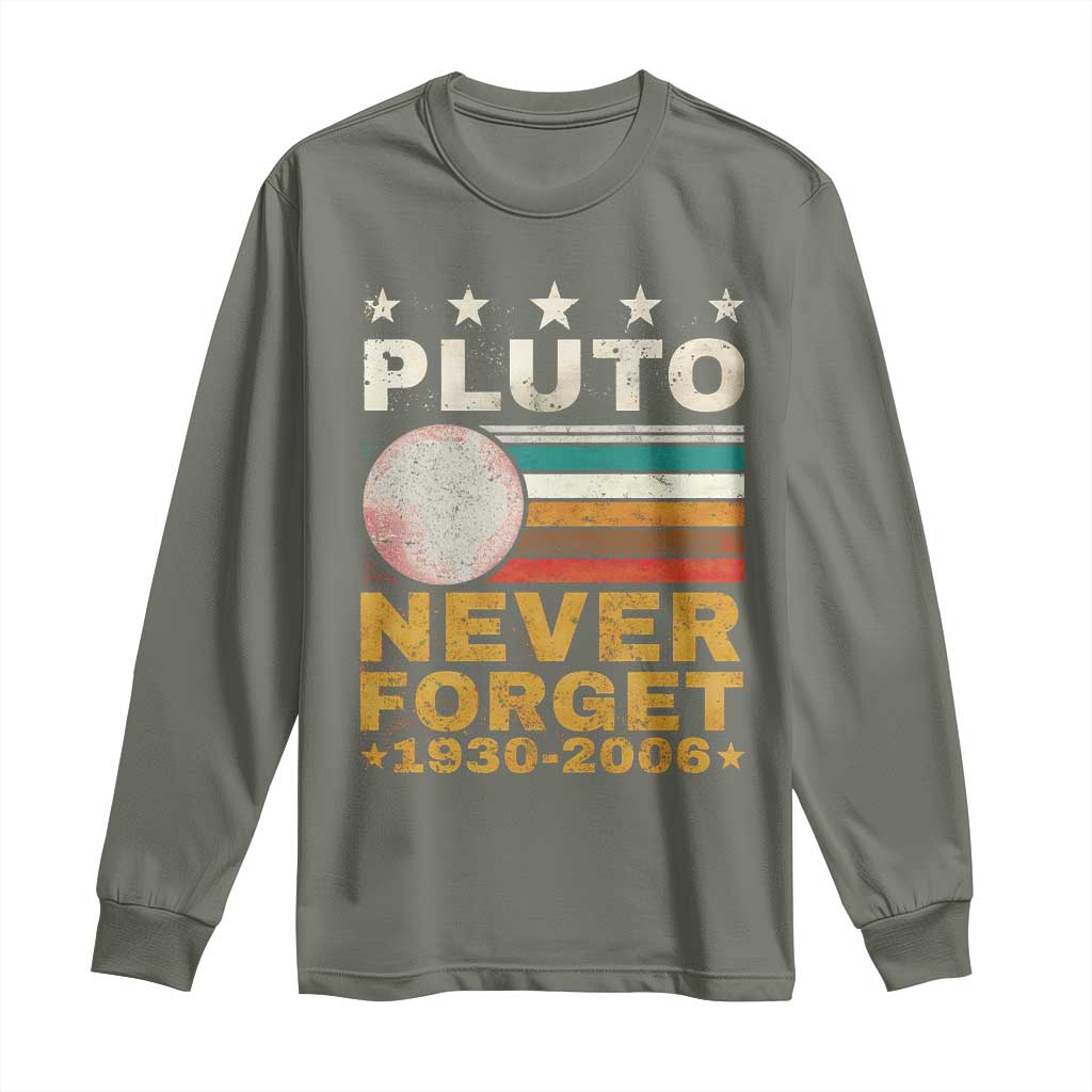 Never Forget Pluto Long Sleeve Shirt Retro Style Funny Space Science 1930-2006