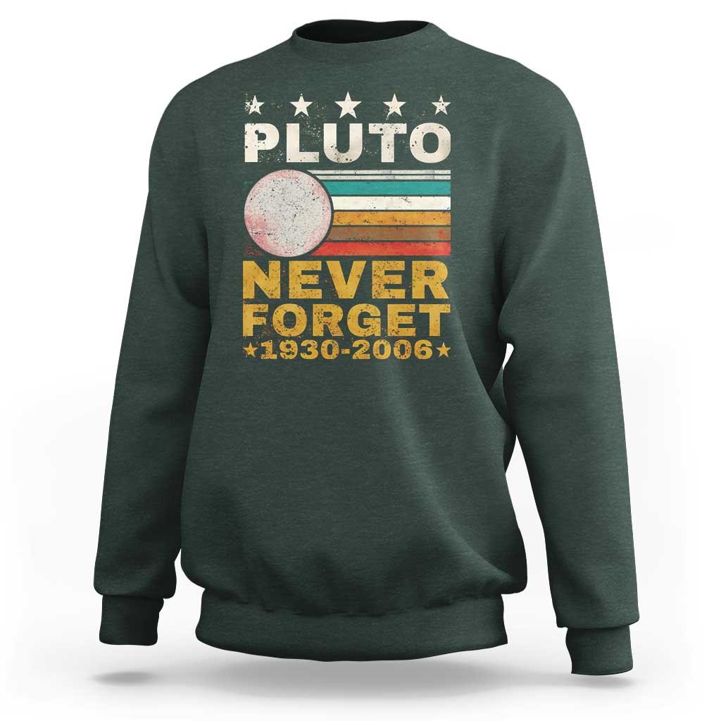 Never Forget Pluto Sweatshirt Retro Style Funny Space Science 1930-2006 - Wonder Print Shop