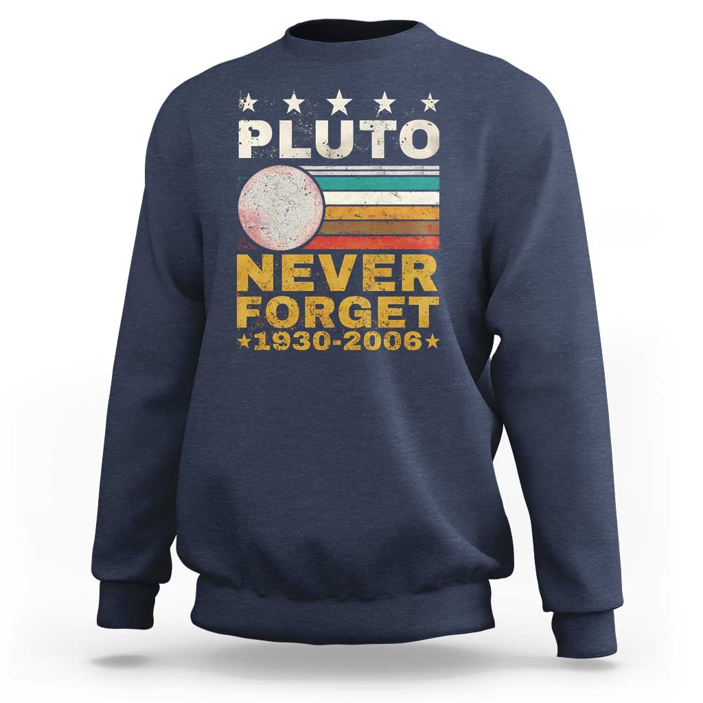 Never Forget Pluto Sweatshirt Retro Style Funny Space Science 1930-2006 - Wonder Print Shop