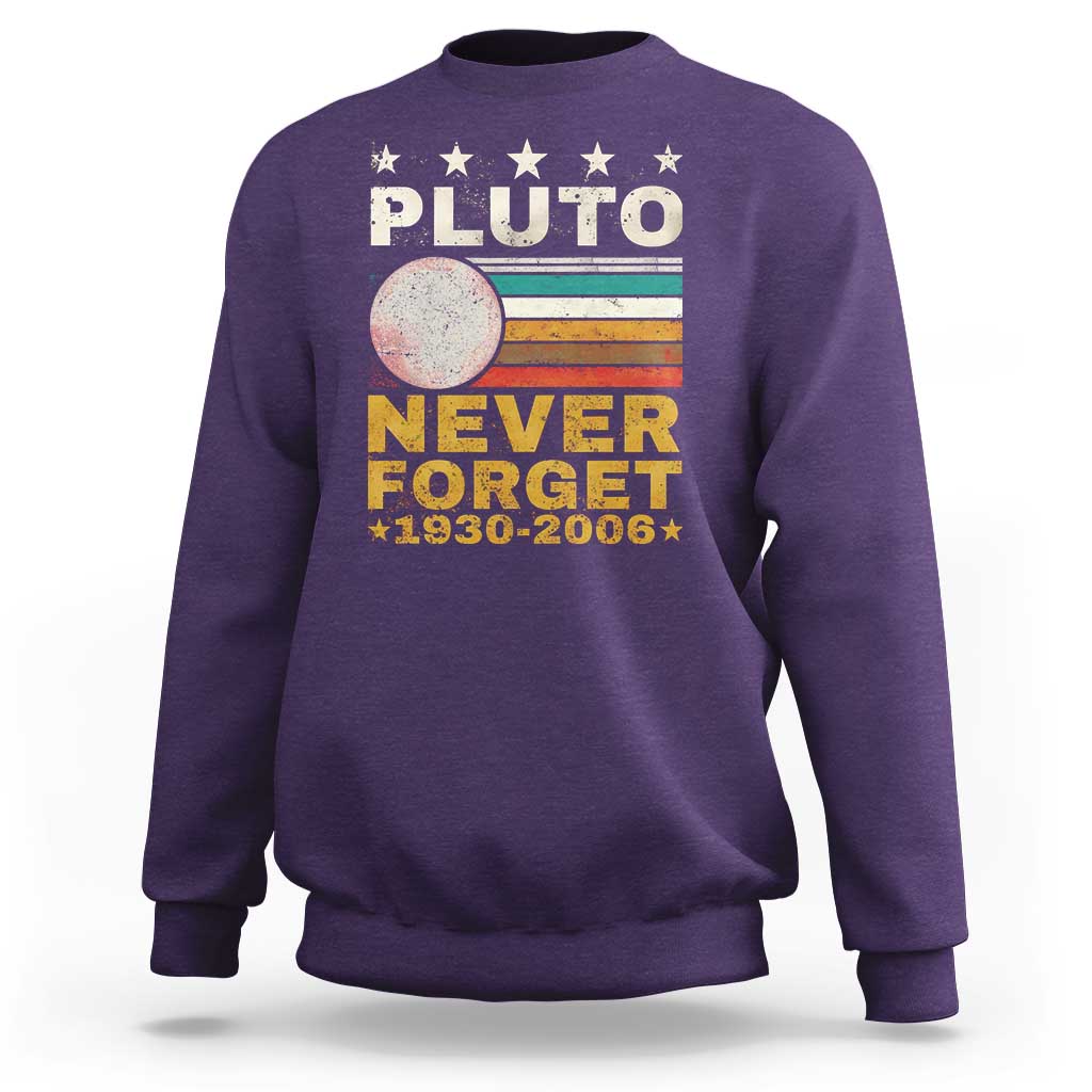 Never Forget Pluto Sweatshirt Retro Style Funny Space Science 1930-2006 - Wonder Print Shop