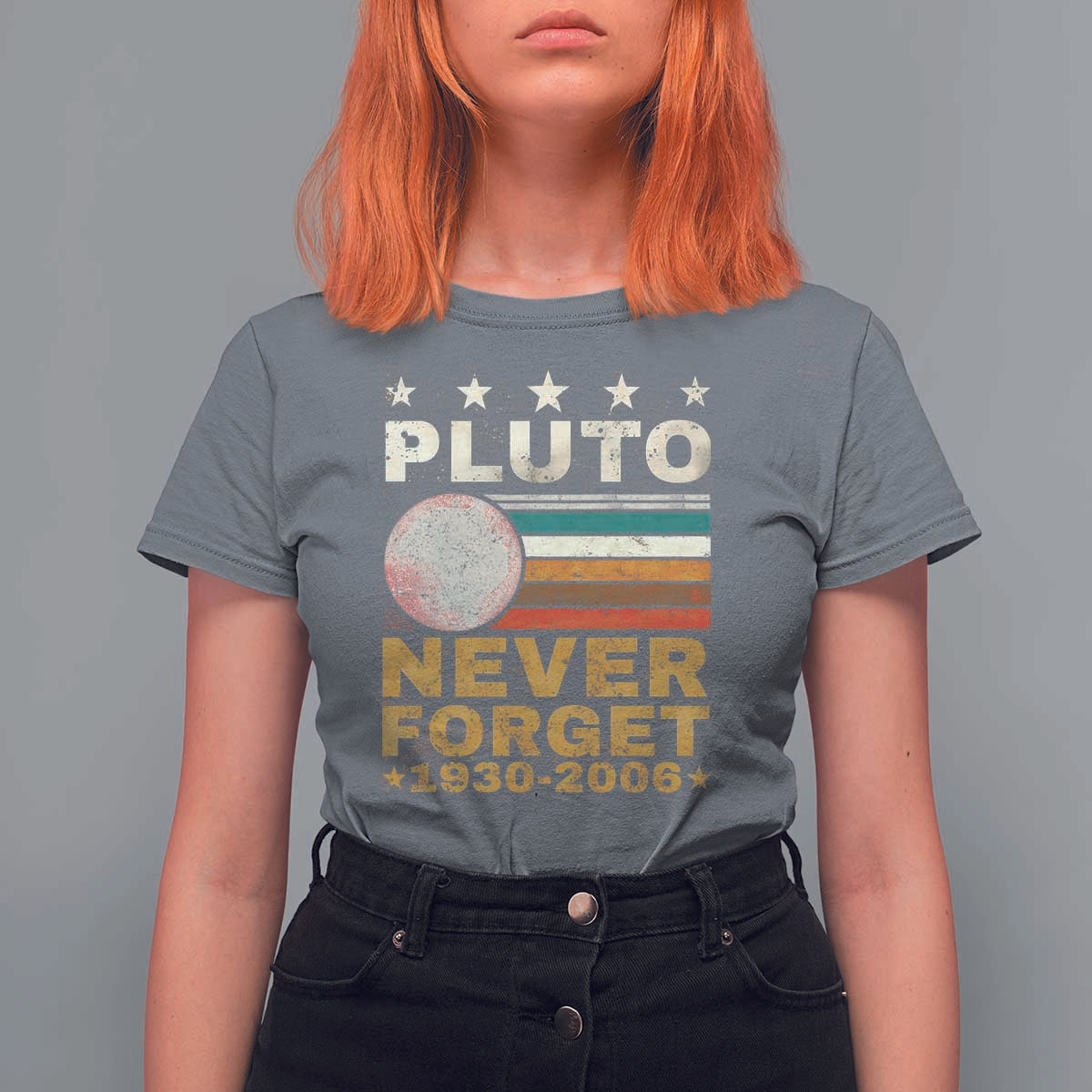 Never Forget Pluto T Shirt For Women Retro Style Funny Space Science 1930-2006 - Wonder Print Shop