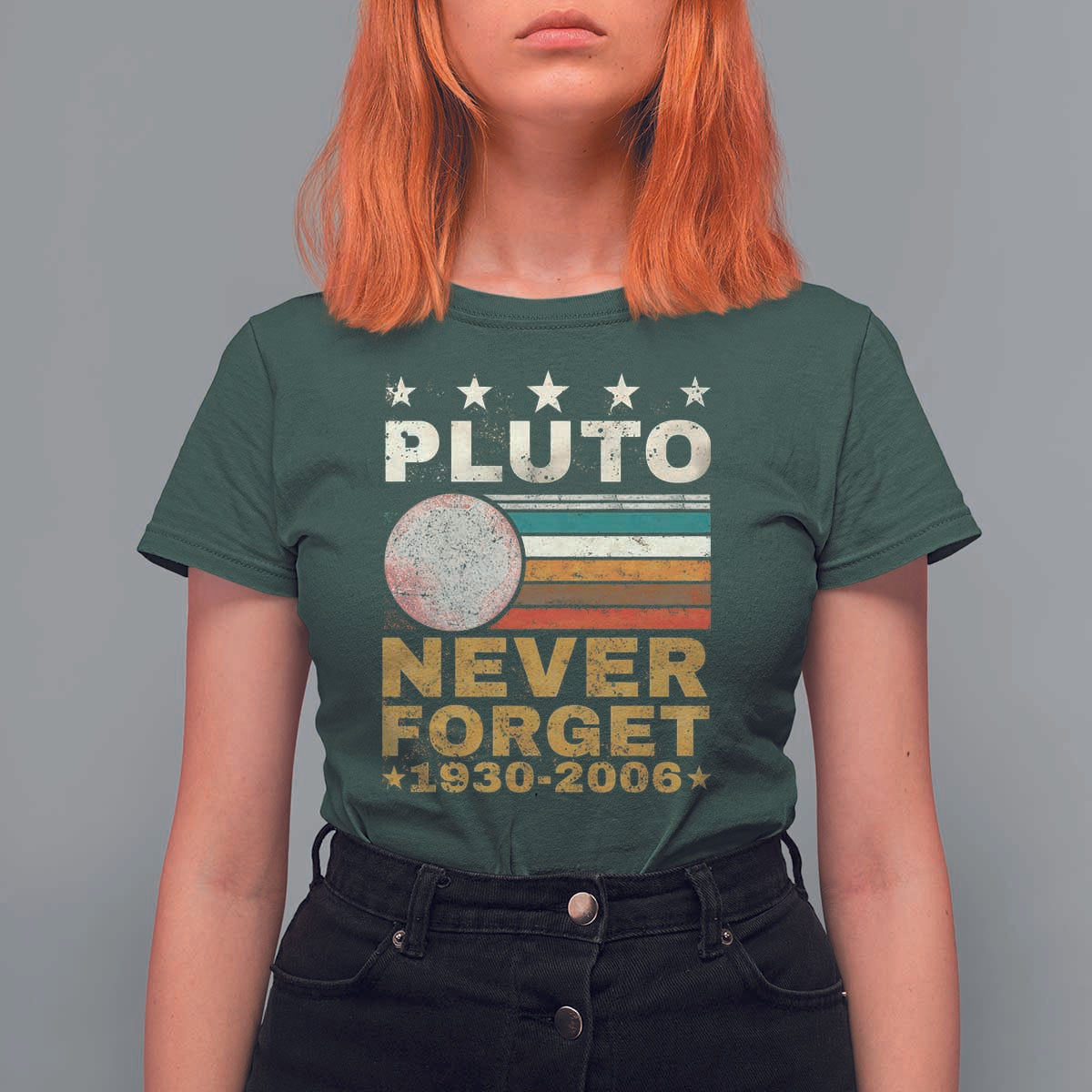 Never Forget Pluto T Shirt For Women Retro Style Funny Space Science 1930-2006 - Wonder Print Shop