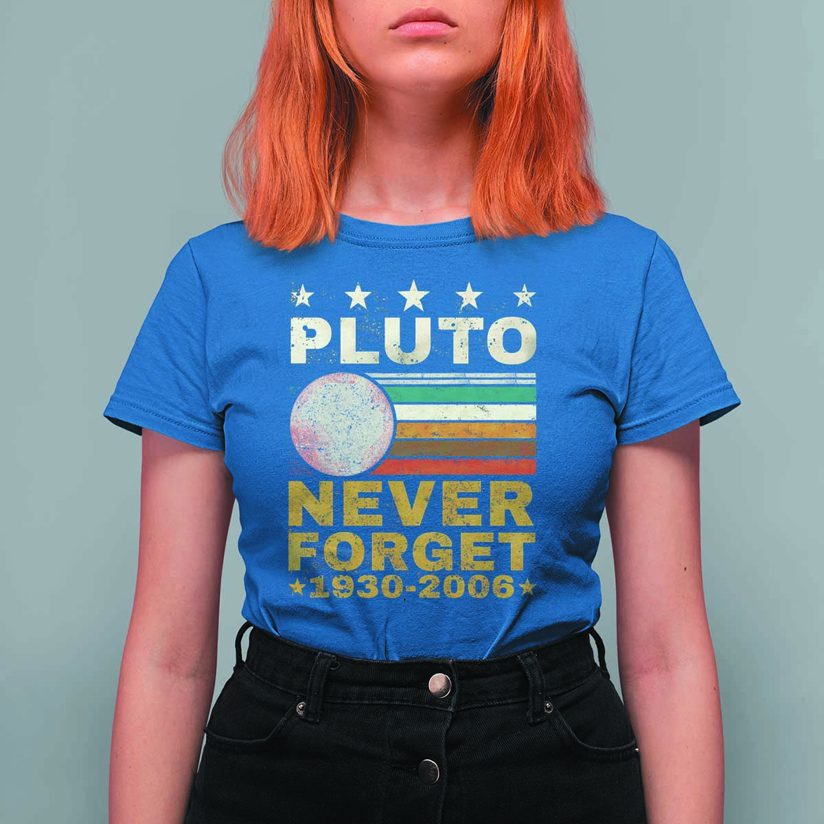 Never Forget Pluto T Shirt For Women Retro Style Funny Space Science 1930-2006 - Wonder Print Shop