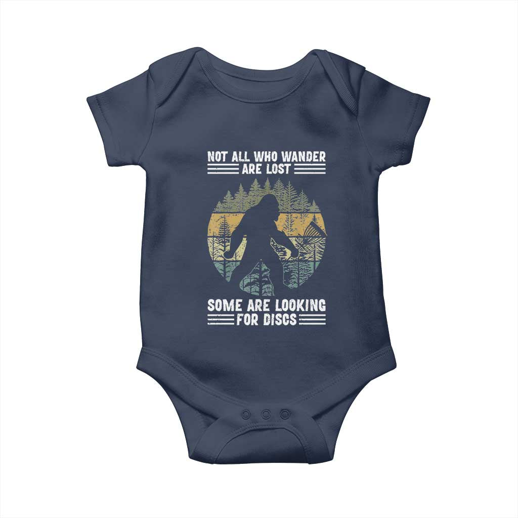Funny Bigfoot Disc Golf Baby Onesie Not All Who Wander Are Lost Sasquatch Lovers