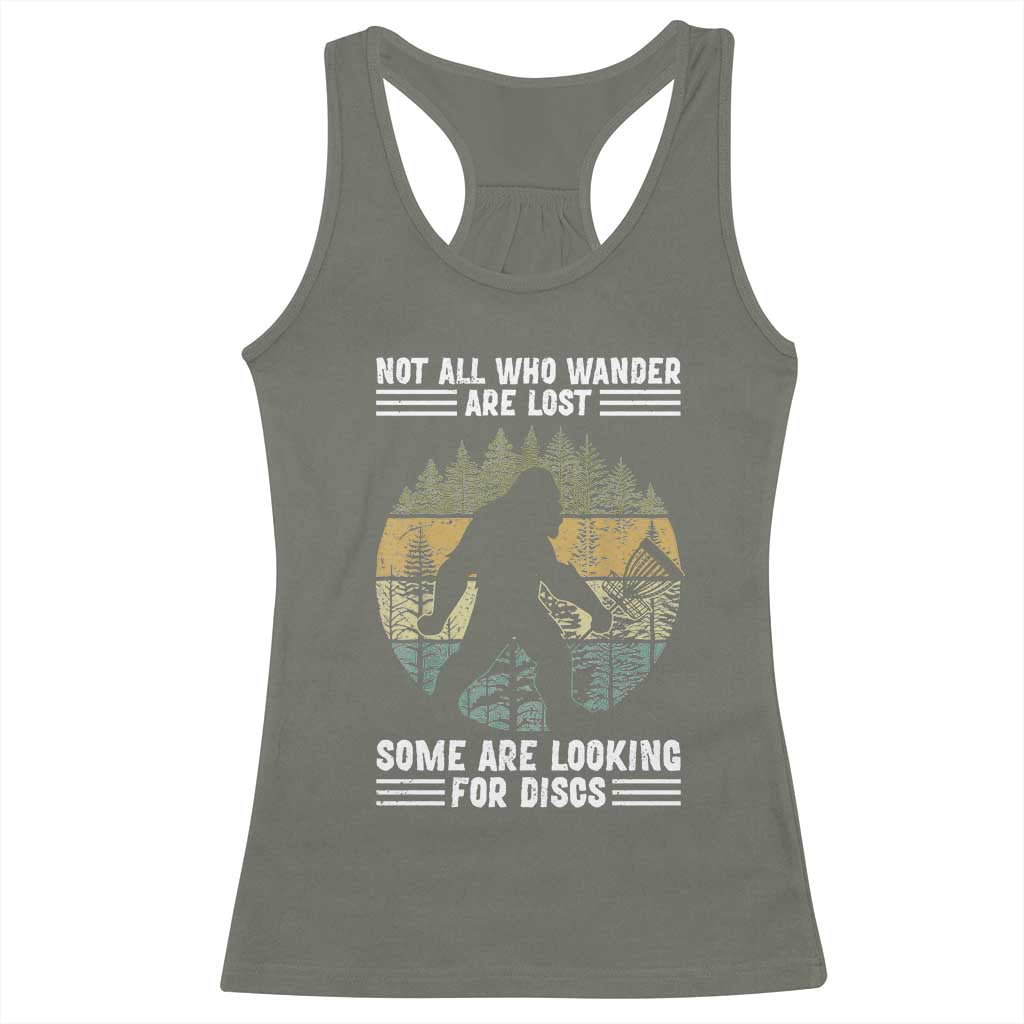 Funny Bigfoot Disc Golf Racerback Tank Top Not All Who Wander Are Lost Sasquatch Lovers
