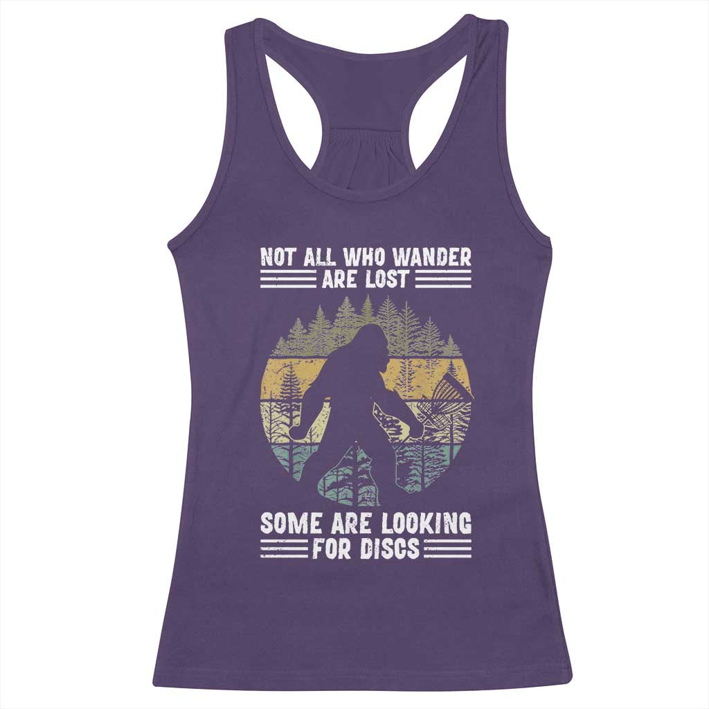 Funny Bigfoot Disc Golf Racerback Tank Top Not All Who Wander Are Lost Sasquatch Lovers