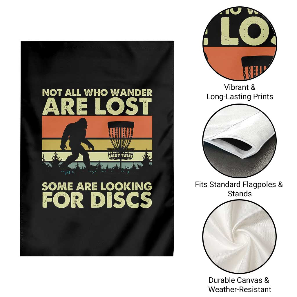 Funny Disc Golf Bigfoot Garden Flag Vintage Sasquatch Sports Golfer Dad Frisbee - Wonder Print Shop