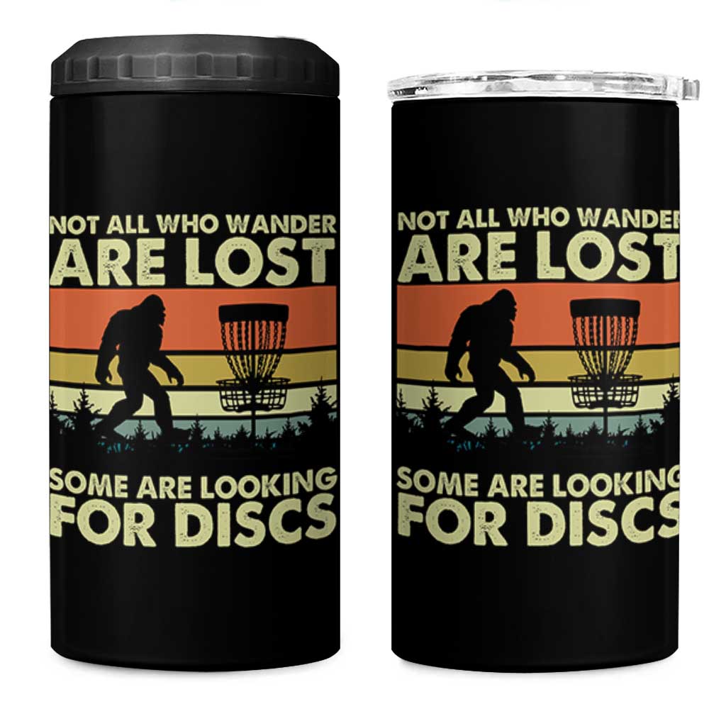 Funny Disc Golf Bigfoot 4 in 1 Can Cooler Tumbler Vintage Sasquatch Sports Golfer Dad Frisbee - Wonder Print Shop