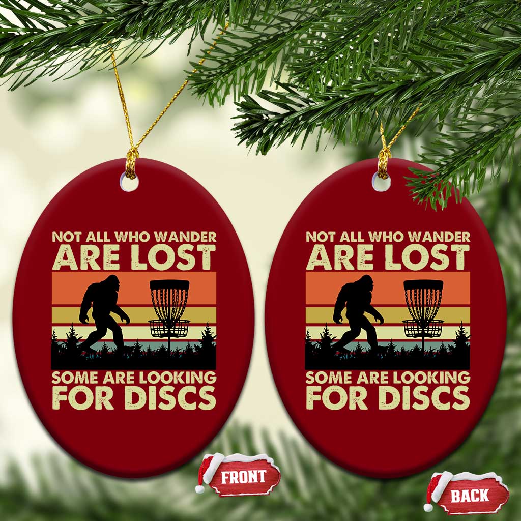 Funny Disc Golf Bigfoot Ceramic Ornament Vintage Sasquatch Sports Golfer Dad Frisbee - Wonder Print Shop